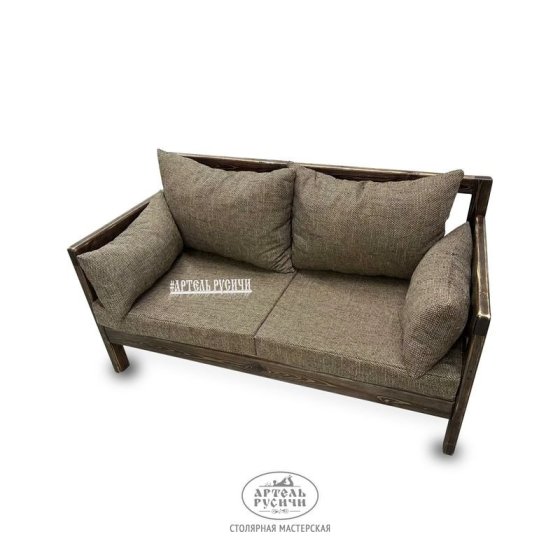 Диван-скамья для бани из массива дерева под старину «Русский лофт» с подушками