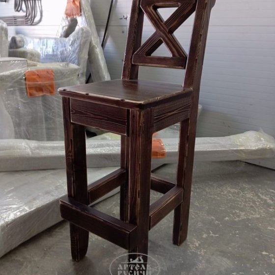 Высокий барный стул «Прованс» из массива дерева