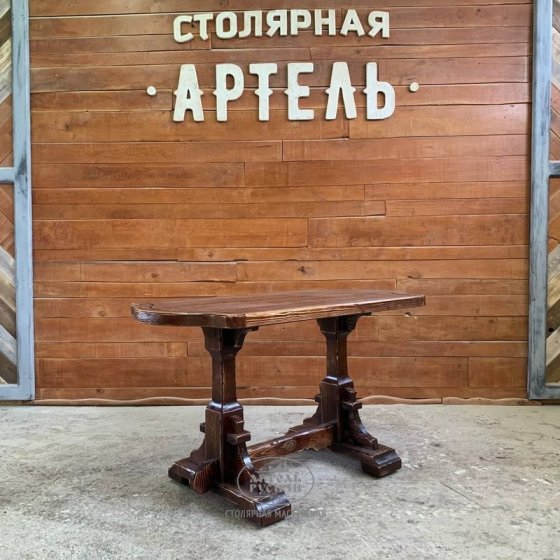 Деревянный стол под старину на колесиках «Смоленский»