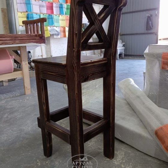 Высокий барный стул «Прованс» из массива дерева