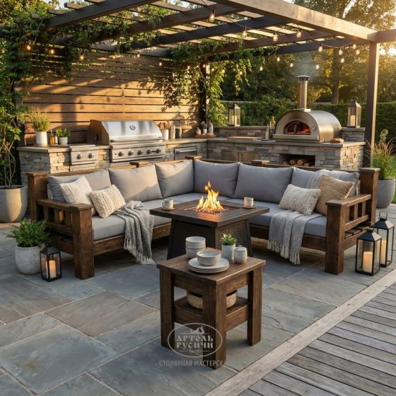 Угловой элемент дивана из массива сосны с подушками правый/левый 