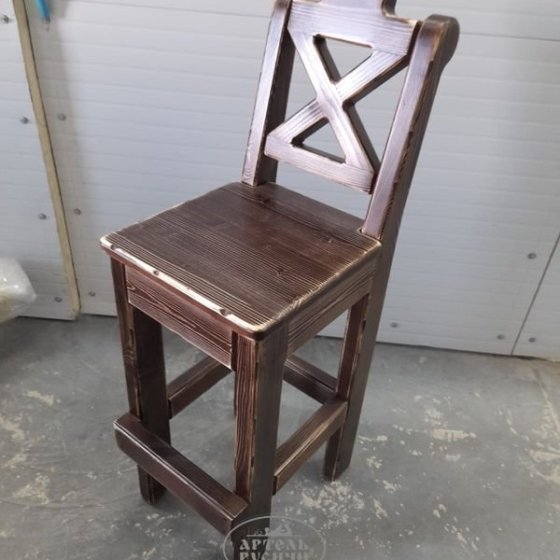 Высокий барный стул «Прованс» из массива дерева