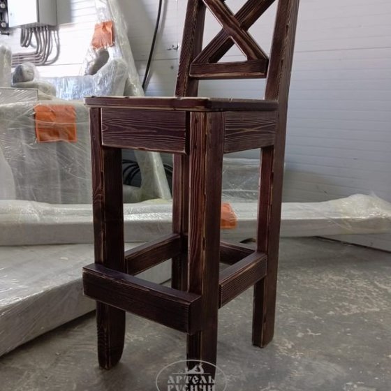 Высокий барный стул «Прованс» из массива дерева