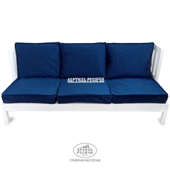 Диван-скамья «Русский лофт» из массива дерева без подлокотников с подушками