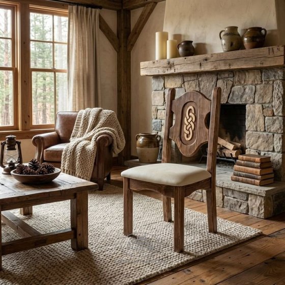 Стул «Смоленский» из массива дерева с резьбой и мягкой обивкой