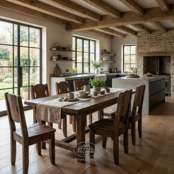 Состаренный стул для бани и кафе из массива дерева «Псковский»