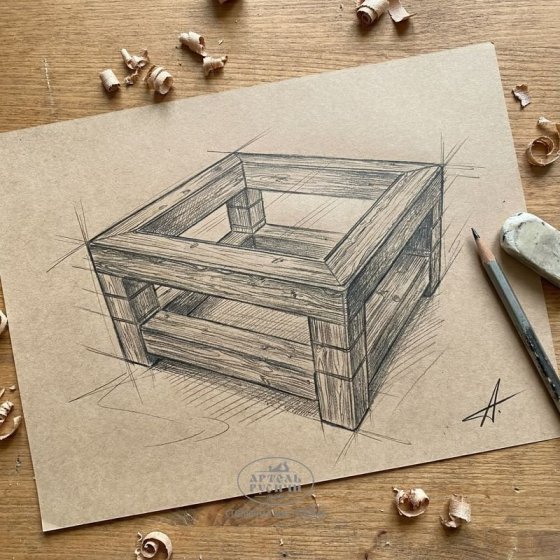 Журнальный столик в стиле лофт из массива северной сосны «Суздальский» 