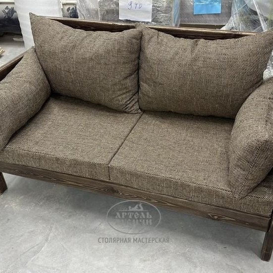 Диван-скамья для бани из массива дерева под старину «Русский лофт» с подушками