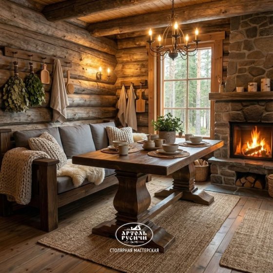 Большой массивный деревянный обеденный стол «Георгиевский»