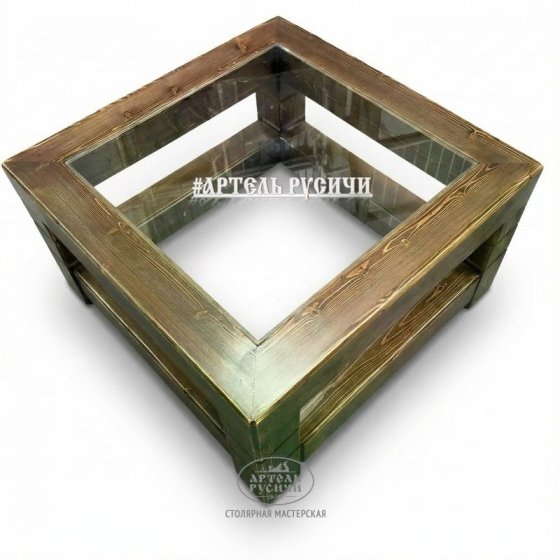 Журнальный столик в стиле лофт из массива северной сосны «Суздальский» 