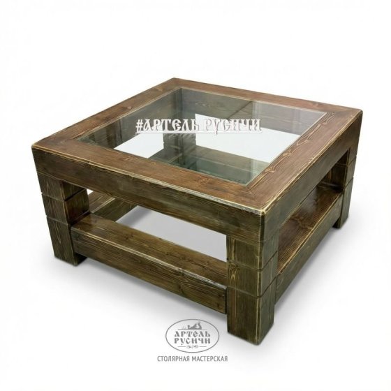 Журнальный столик в стиле лофт из массива северной сосны «Суздальский» 