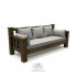 Прямой диван «Суздальский» из массива дерева в стиле лофт с мягкими подушками