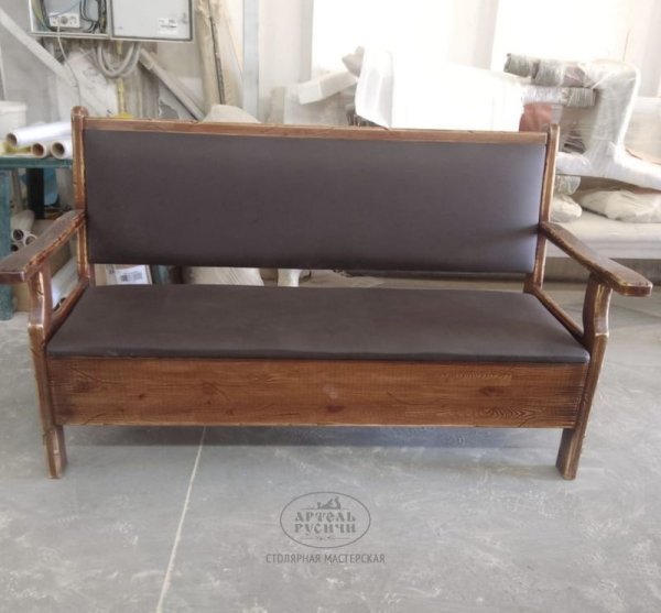 Диван-скамья с мягкой обивкой и местом для хранения «Прованс» фото