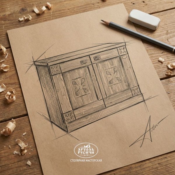 Комод из массива дерева «Суздальский» для бани 