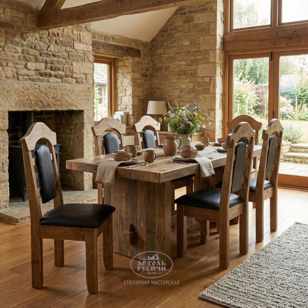 Стул из массива дерева с мягкими сидушкой и спинкой «Белгородский» фото в интерьере