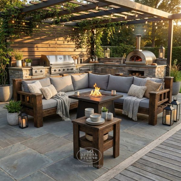 Угловой элемент дивана из массива сосны с подушками правый/левый фото 